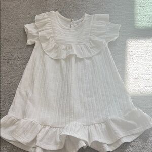 Zara White Ruffle Casual Kids Dress